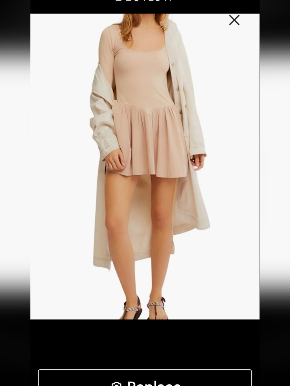Free People Onda Long Sleeve Strech Cotton Mini Dress Size Small - Picture 4 of 4